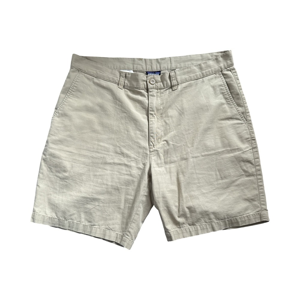 Patagonia Mens Shorts 35 Khaki Organic Cotton Flat Front Chino Casual